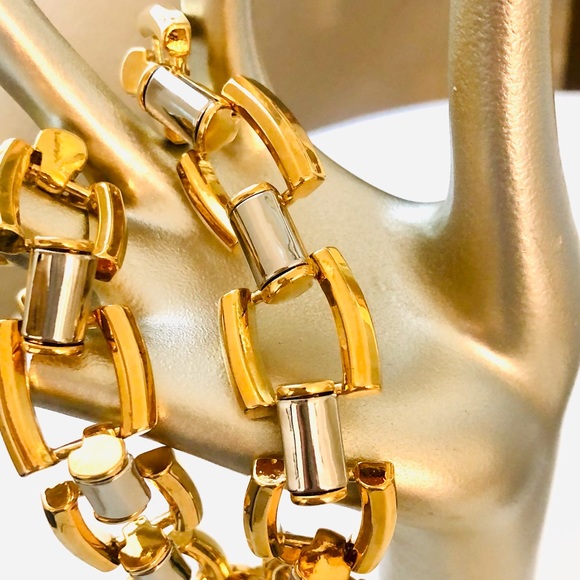 Vintage Ann Taylor Mixed Metal Link Statement Necklace - Picture 5 of 12